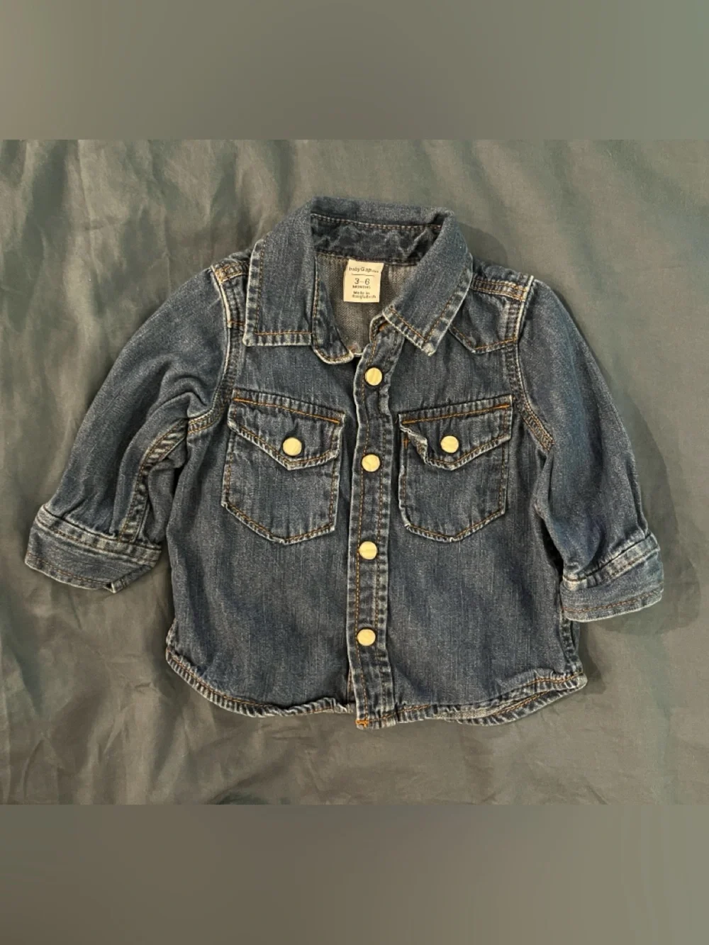 Baby Gap Size 3-6 Month Snap-Up Dark Blue Denim Top Unisex